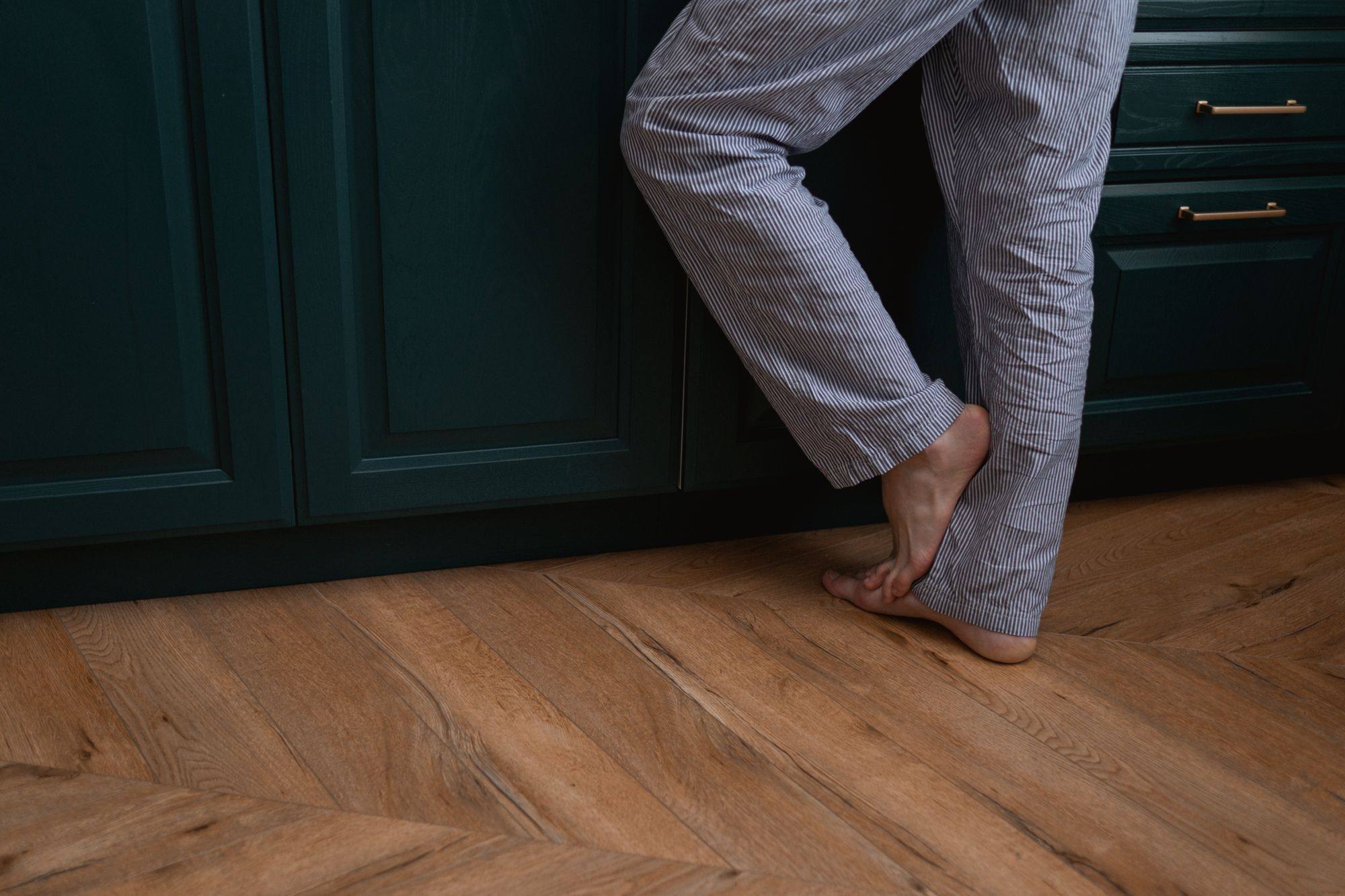 A finished interior floor illustrating the surface occupants use above a heating system