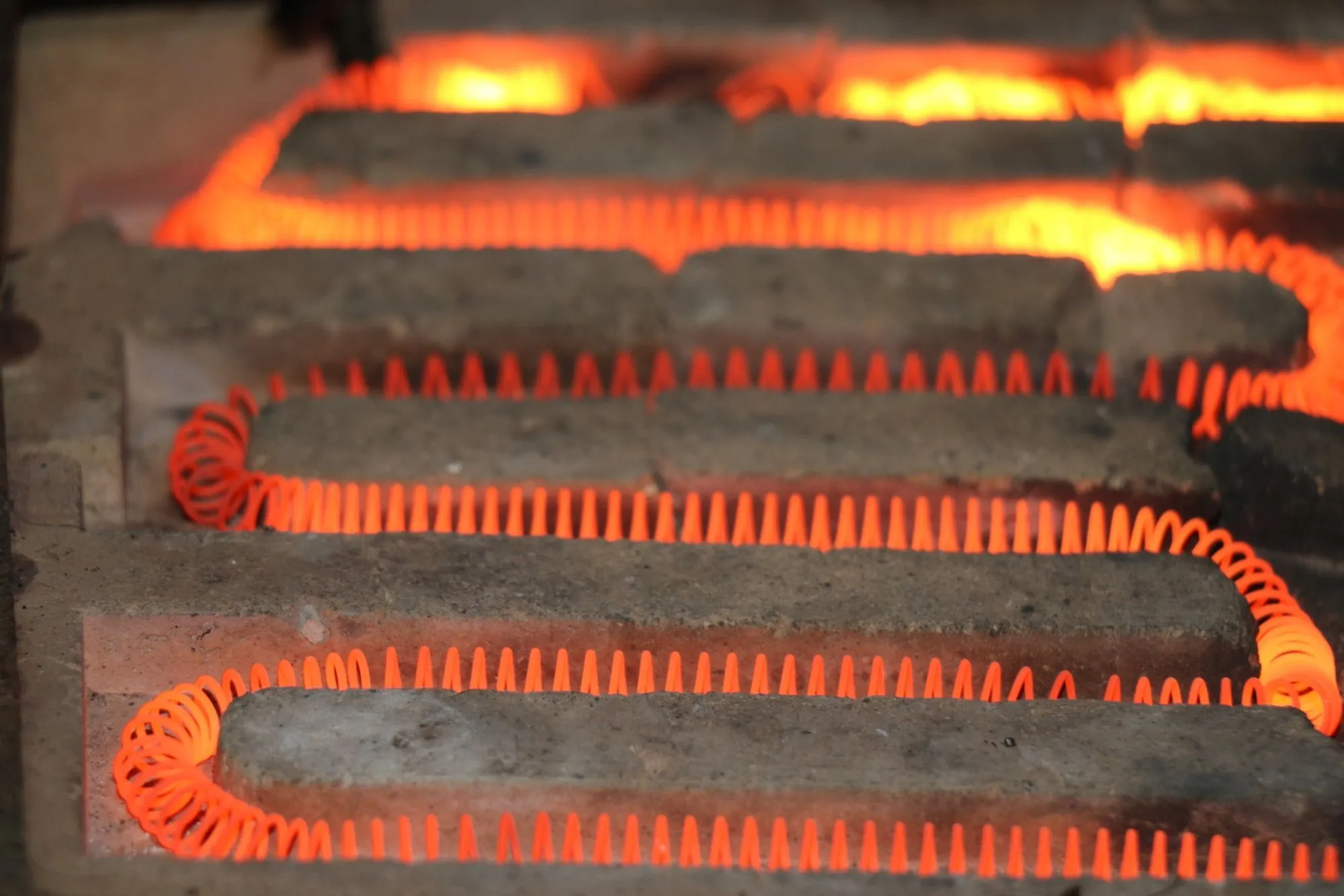 The glowing coil of an electric resistance heater