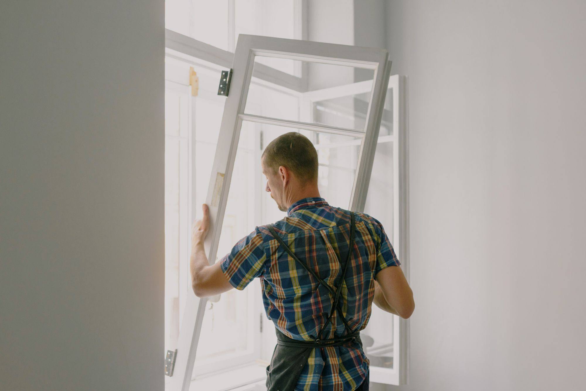 A window installation in progress, illustrating the complete assembly beyond the glass